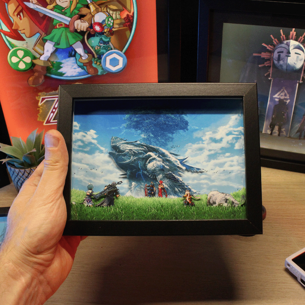 Dioramax - Cadre lumineux Xenoblade 2| Déco Gaming-room | Tableau lumineux | Affiche jeux vidéo | Idée cadeau gamer | Retro-gaming