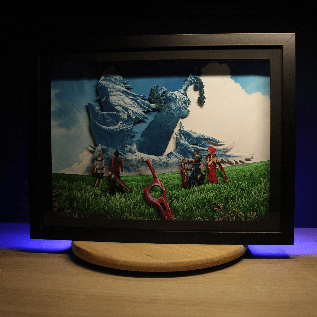 Dioramax - Cadre lumineux LED Xenoblade 2 | Déco Gaming-room | Tableau lumineux | Affiche jeux vidéo | Idée cadeau gamer | Retro-gaming