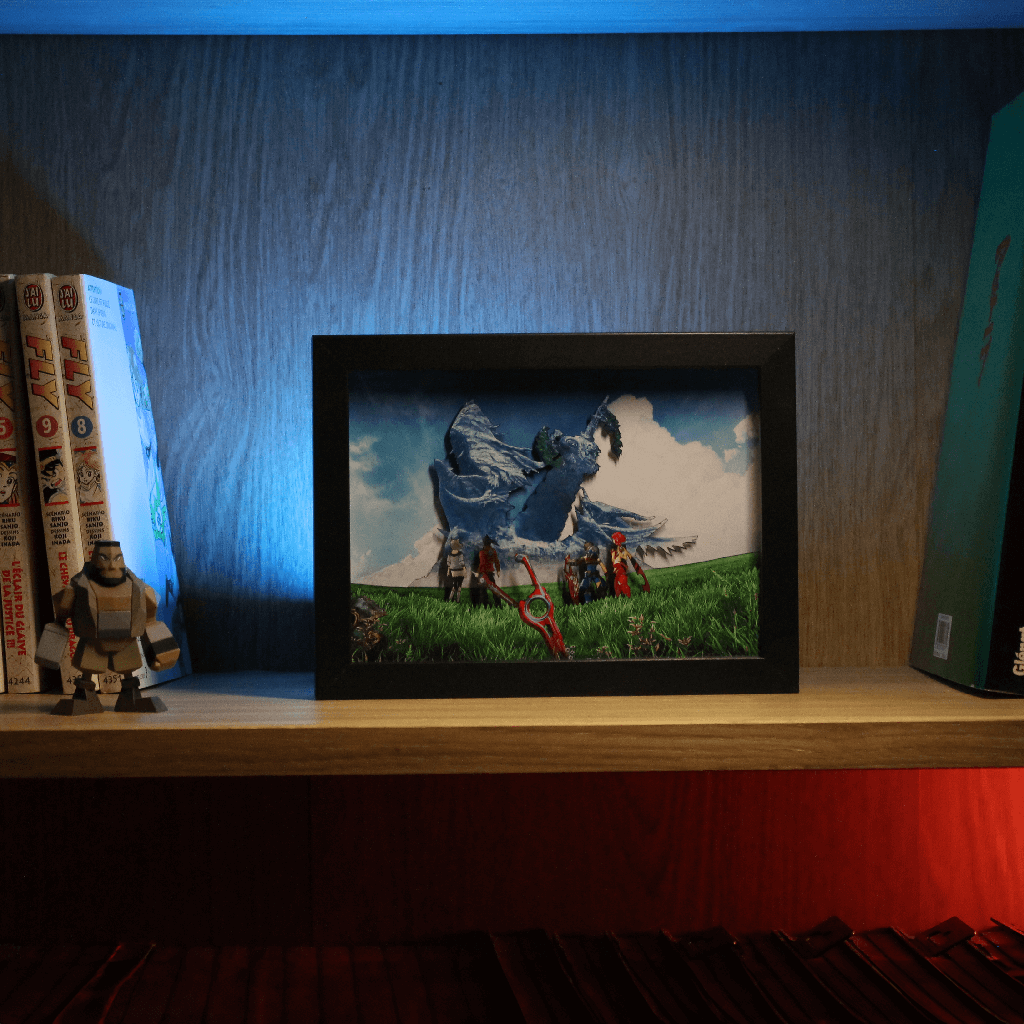 Dioramax - Cadre lumineux LED Xenoblade 2 | Déco Gaming-room | Tableau lumineux | Affiche jeux vidéo | Idée cadeau gamer | Retro-gaming