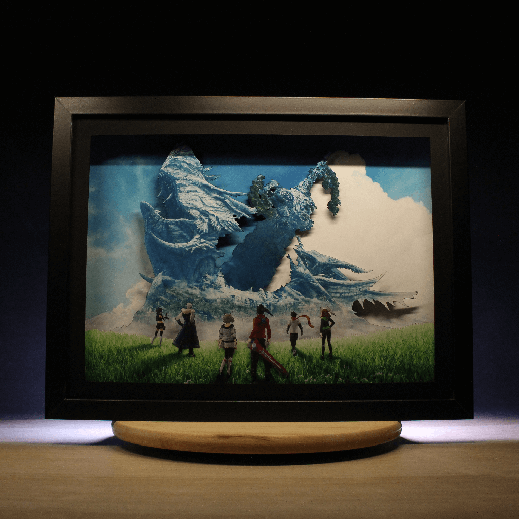 Dioramax - Cadre lumineux LED Xenoblade 3 | Déco Gaming-room | Tableau lumineux | Affiche jeux vidéo | Idée cadeau gamer | Retro-gaming