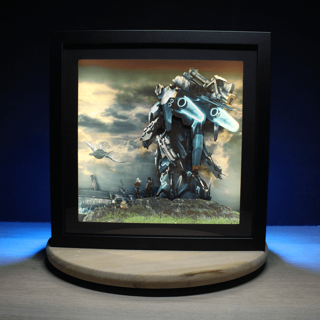 Dioramax - Cadre lumineux LED Xenoblade X | Déco Gaming-room | Tableau lumineux | Affiche jeux vidéo | Idée cadeau gamer | Retro-gaming