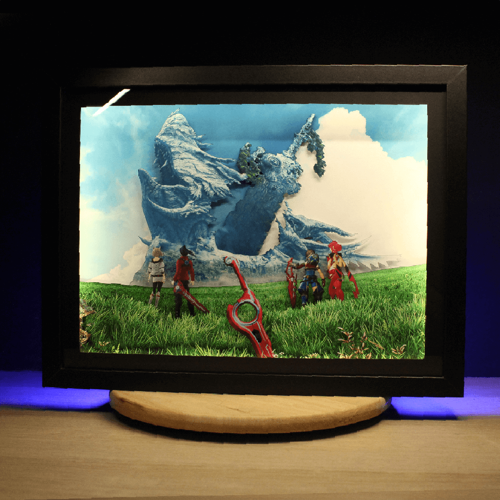 Dioramax - Cadre lumineux LED Xenoblade 2 | Déco Gaming-room | Tableau lumineux | Affiche jeux vidéo | Idée cadeau gamer | Retro-gaming