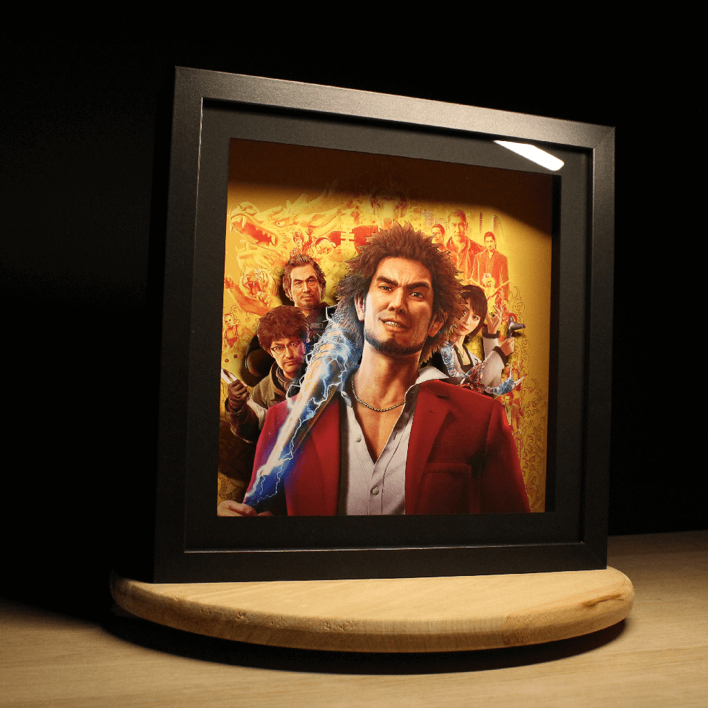 Dioramax - Cadre lumineux LED Yakuza 7 | Déco Gaming-room | Tableau lumineux | Affiche jeux vidéo | Idée cadeau gamer | Retro-gaming