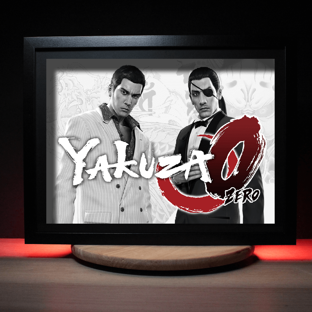 Dioramax - Cadre lumineux LED Yakuza 0 | Déco Gaming-room | Tableau lumineux | Affiche jeux vidéo | Idée cadeau gamer | Retro-gaming