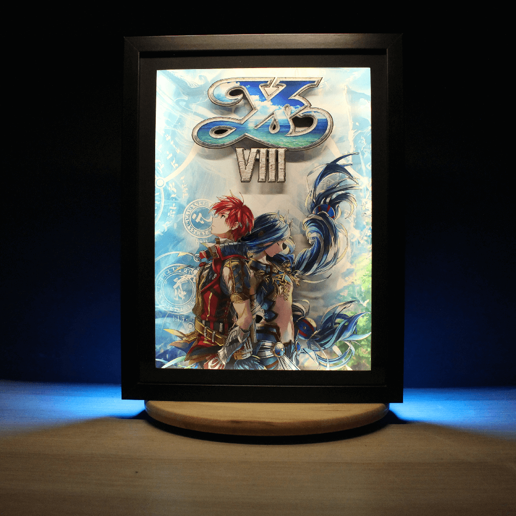 Dioramax - Cadre lumineux LED Ys 8 | Déco Gaming-room | Tableau lumineux | Affiche jeux vidéo | Idée cadeau gamer | Retro-gaming