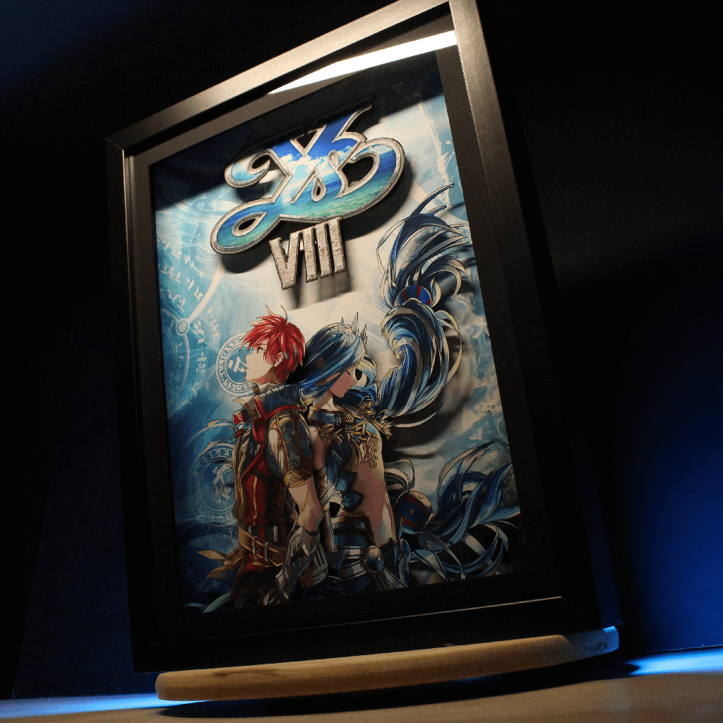 Dioramax - Cadre lumineux LED Ys 8 | Déco Gaming-room | Tableau lumineux | Affiche jeux vidéo | Idée cadeau gamer | Retro-gaming