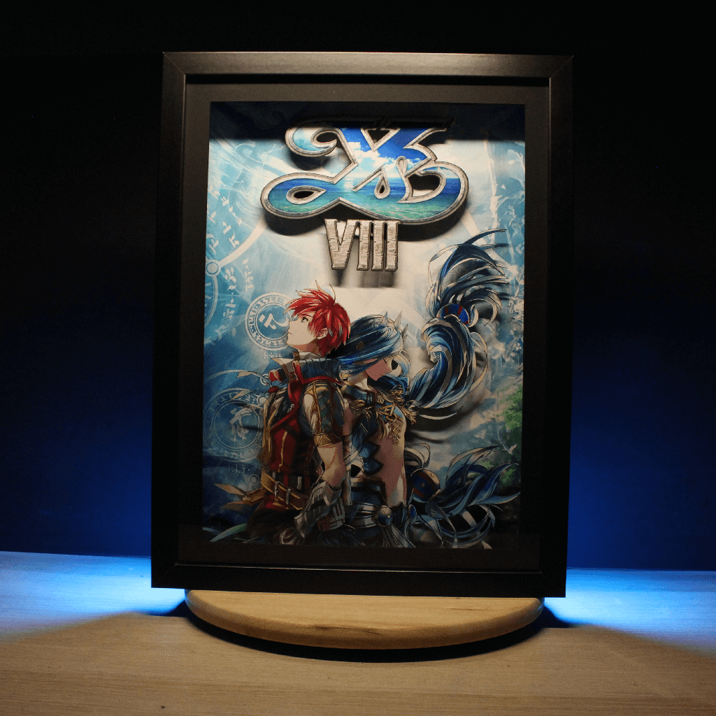 Dioramax - Cadre lumineux LED Ys 8 | Déco Gaming-room | Tableau lumineux | Affiche jeux vidéo | Idée cadeau gamer | Retro-gamingv