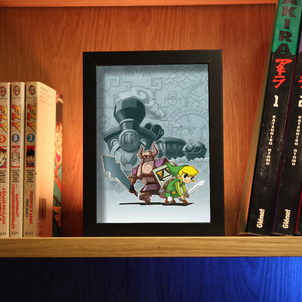 Dioramax - Cadre lumineux LED Zelda Spirits Tracks | Déco Gaming-room | Tableau lumineux | Affiche jeux vidéo | Idée cadeau gamer | Retro-gaming