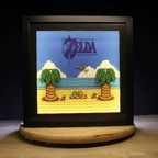 Dioramax - Cadre lumineux LED Zelda Link's awakening | Déco Gaming-room | Tableau lumineux | Affiche jeux vidéo | Idée cadeau gamer | Retro-gaming