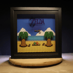 Dioramax - Cadre lumineux LED Zelda Link's awakening | Déco Gaming-room | Tableau lumineux | Affiche jeux vidéo | Idée cadeau gamer | Retro-gaming