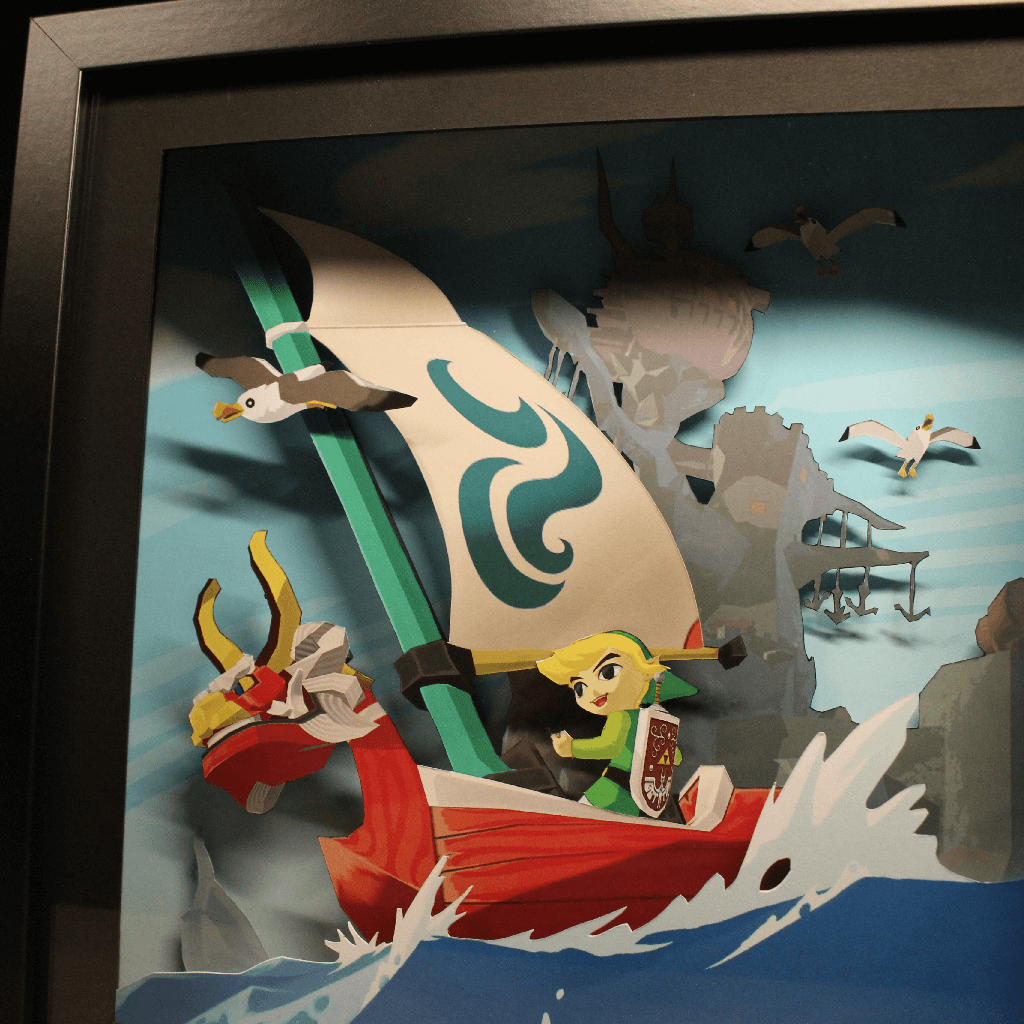 Dioramax - Cadre lumineux LED Zelda Windwaker | Déco Gaming-room | Tableau lumineux | Affiche jeux vidéo | Idée cadeau gamer | Retro-gaming