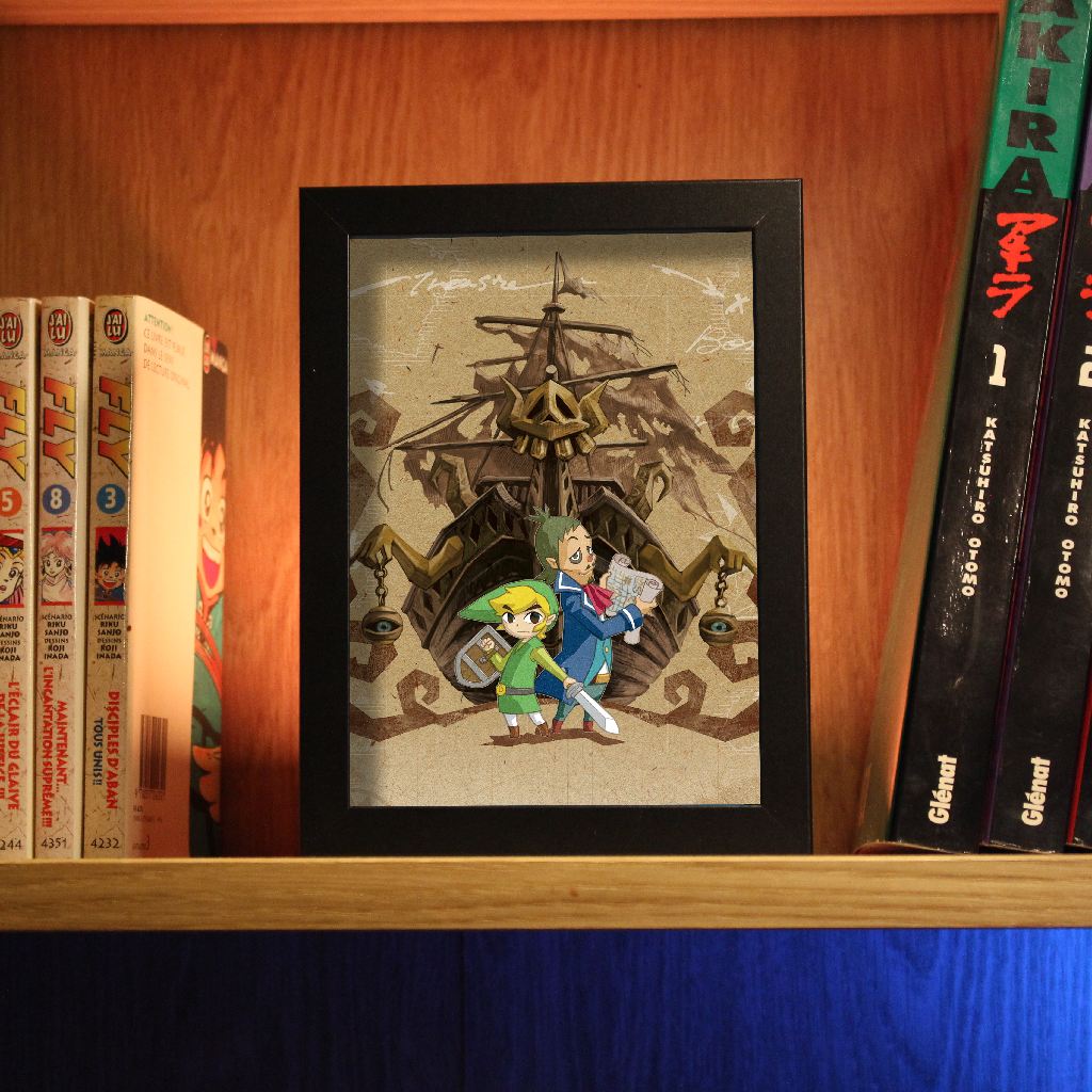Dioramax - Cadre lumineux LED Zelda phantom hourglass | Déco Gaming-room | Tableau lumineux | Affiche jeux vidéo | Idée cadeau gamer | Retro-gaming