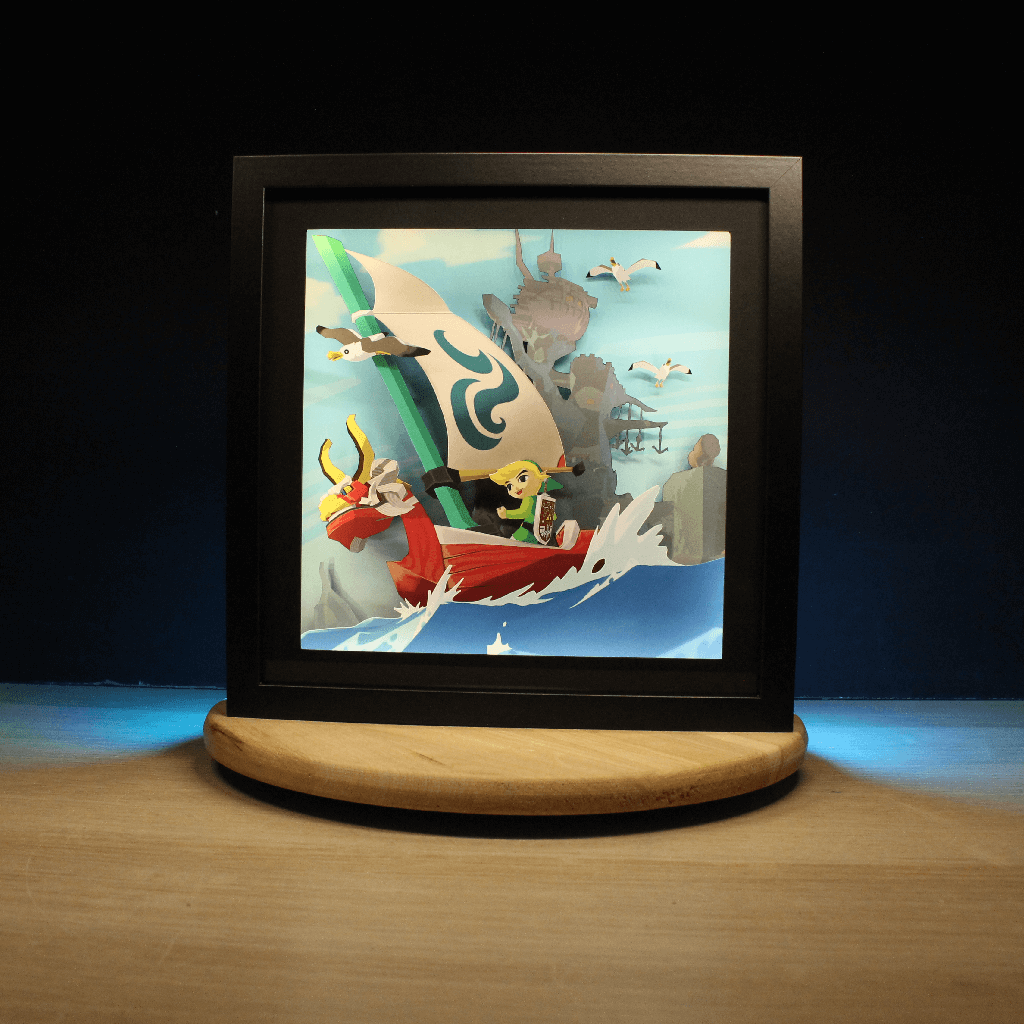 Dioramax - Cadre lumineux LED Zelda Windwaker | Déco Gaming-room | Tableau lumineux | Affiche jeux vidéo | Idée cadeau gamer | Retro-gaming