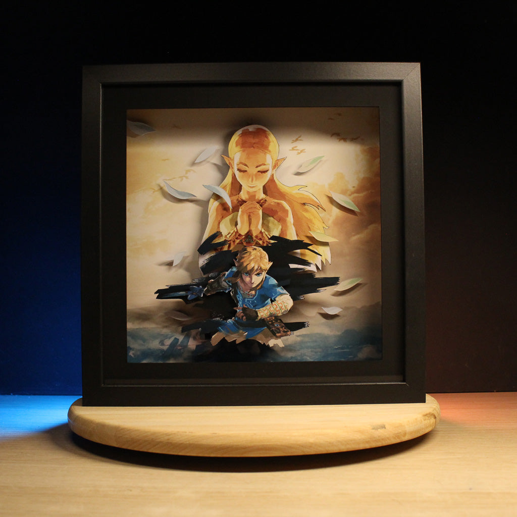 Dioramax - Cadre lumineux LED Zelda BOTW | Déco Gaming-room | Tableau lumineux | Affiche jeux vidéo | Idée cadeau gamer | Retro-gaming
