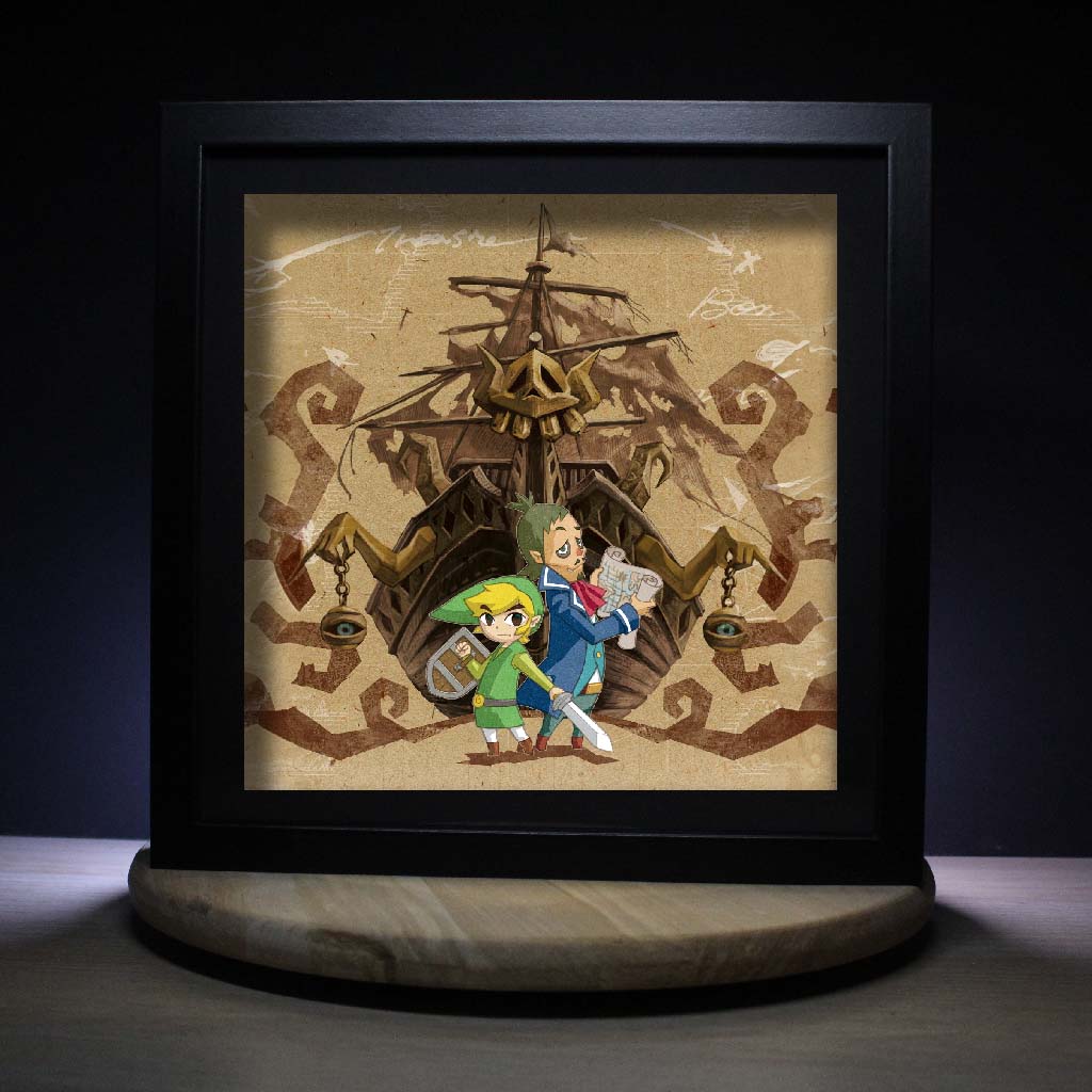 Dioramax - Cadre lumineux LED Zelda phantom hourglass | Déco Gaming-room | Tableau lumineux | Affiche jeux vidéo | Idée cadeau gamer | Retro-gaming