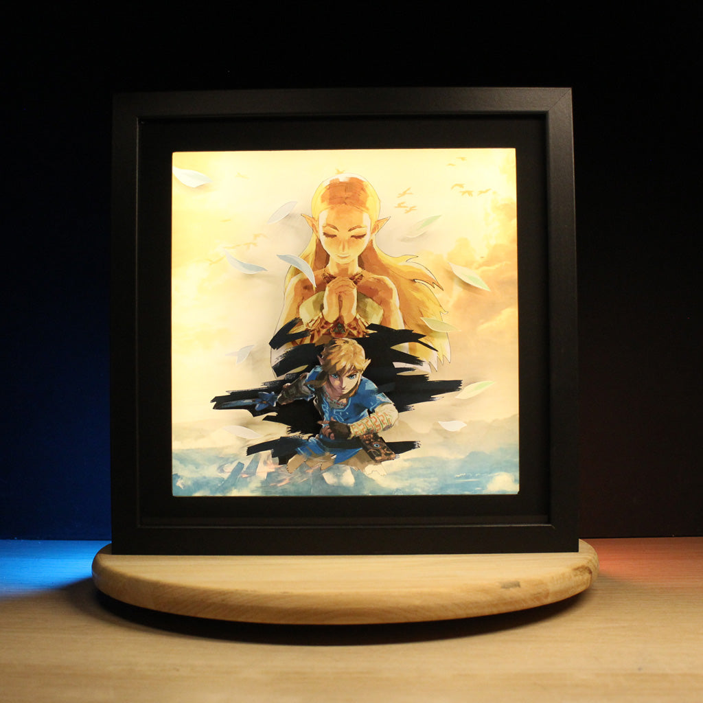 Dioramax - Cadre lumineux LED Zelda BOTW | Déco Gaming-room | Tableau lumineux | Affiche jeux vidéo | Idée cadeau gamer | Retro-gaming