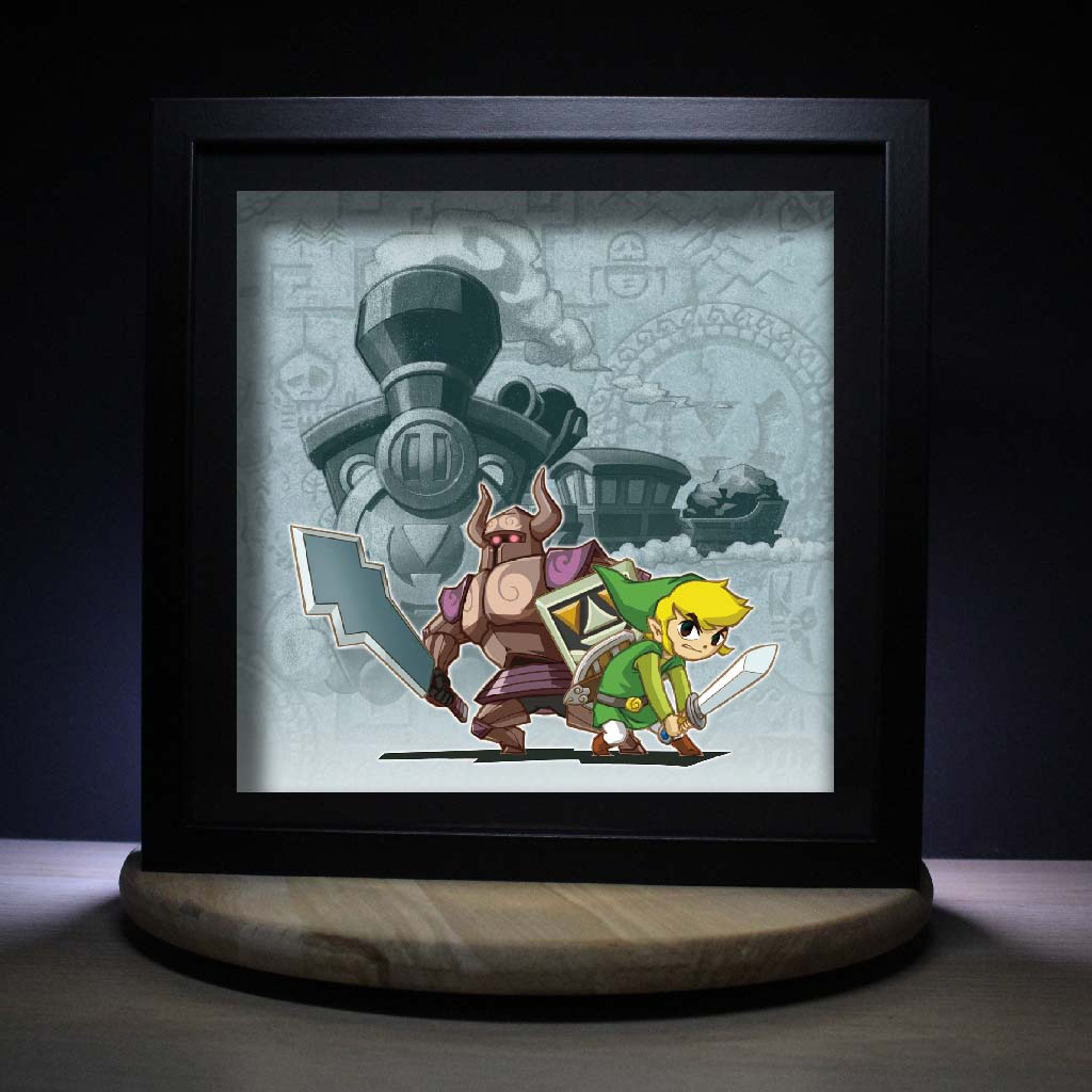 Dioramax - Cadre lumineux LED Zelda Spirits Tracks | Déco Gaming-room | Tableau lumineux | Affiche jeux vidéo | Idée cadeau gamer | Retro-gaming