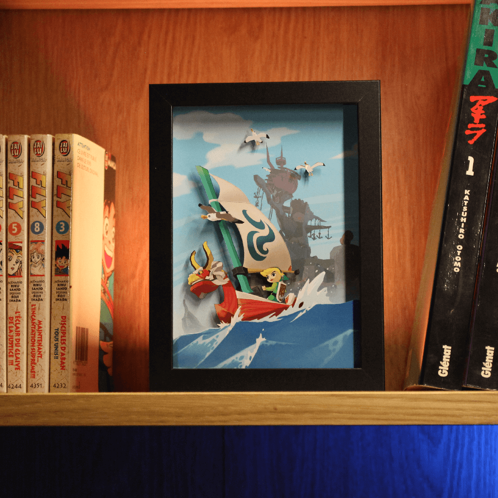 Dioramax - Cadre lumineux LED Zelda Windwaker | Déco Gaming-room | Tableau lumineux | Affiche jeux vidéo | Idée cadeau gamer | Retro-gaming