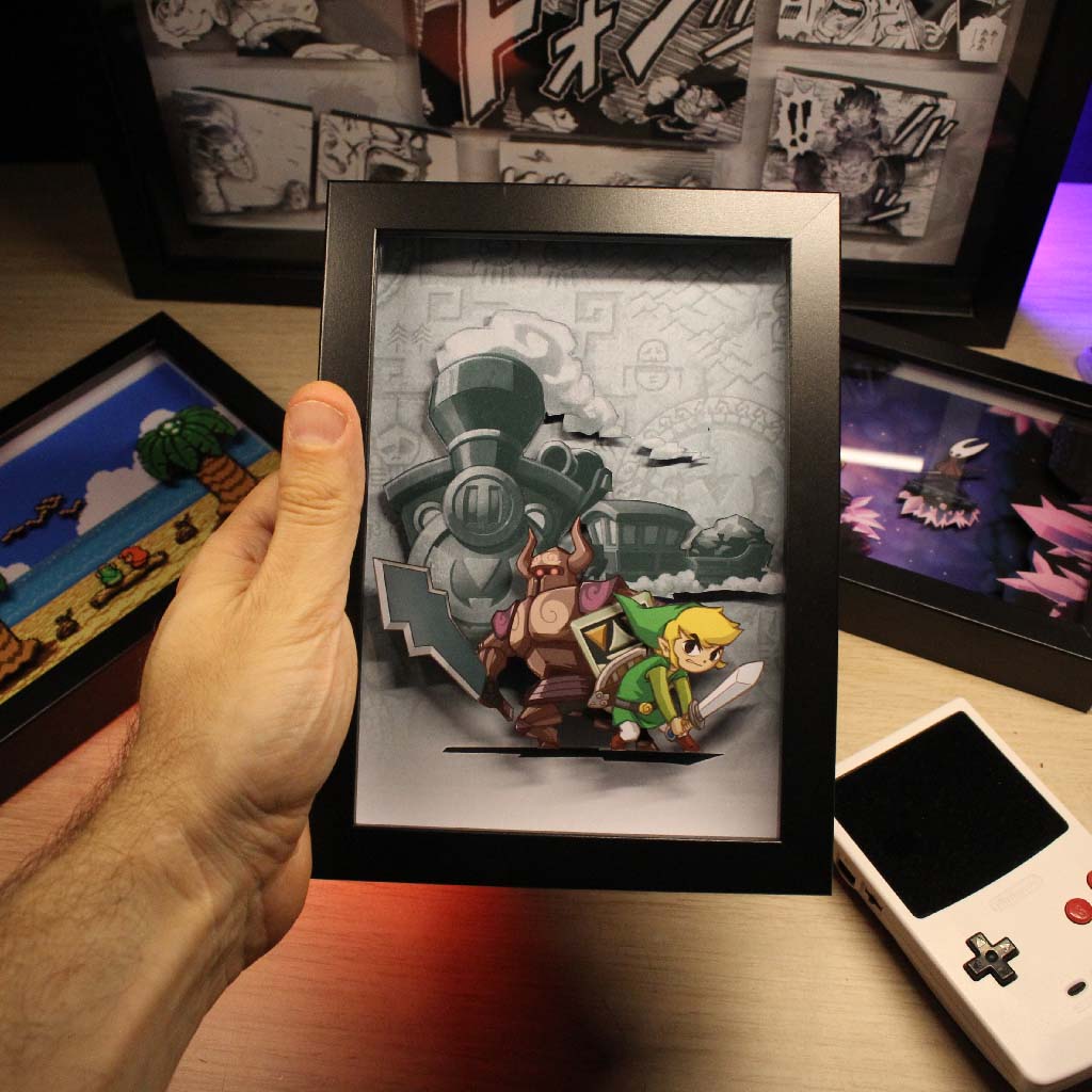 Dioramax - Cadre lumineux LED Zelda Spirits Tracks | Déco Gaming-room | Tableau lumineux | Affiche jeux vidéo | Idée cadeau gamer | Retro-gaming