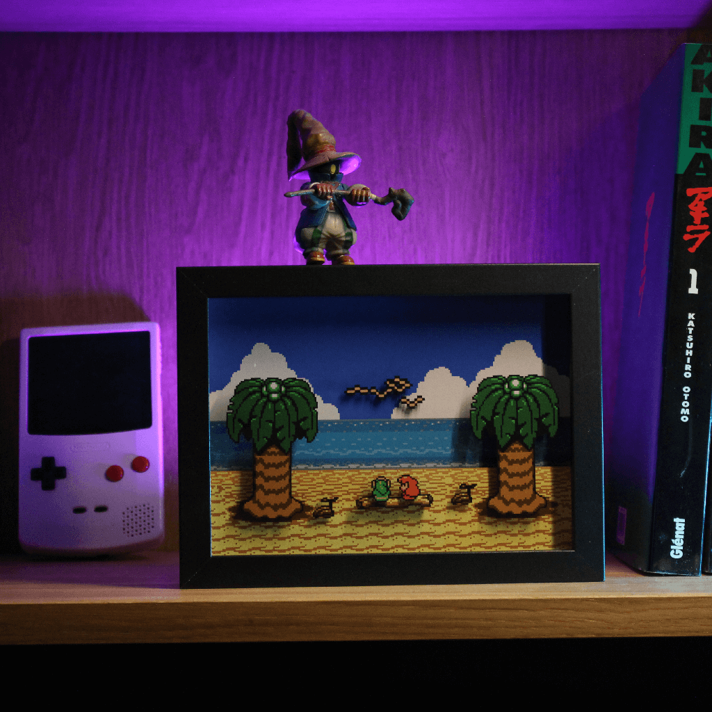 Dioramax - Cadre lumineux LED Zelda Link's awakening | Déco Gaming-room | Tableau lumineux | Affiche jeux vidéo | Idée cadeau gamer | Retro-gaming