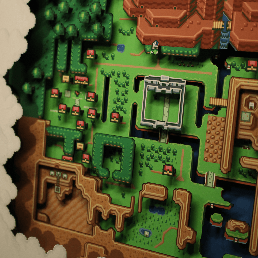 Dioramax - Cadre lumineux LED Zelda 3 Map | Déco Gaming-room | Tableau lumineux | Affiche jeux vidéo | Idée cadeau gamer | Retro-gaming