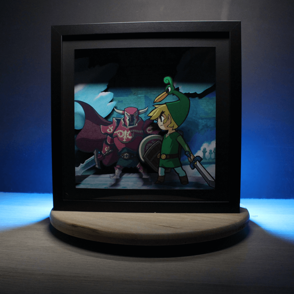 Dioramax - Cadre lumineux LED Zelda Minish Cap | Déco Gaming-room | Tableau lumineux | Affiche jeux vidéo | Idée cadeau gamer | Retro-gaming