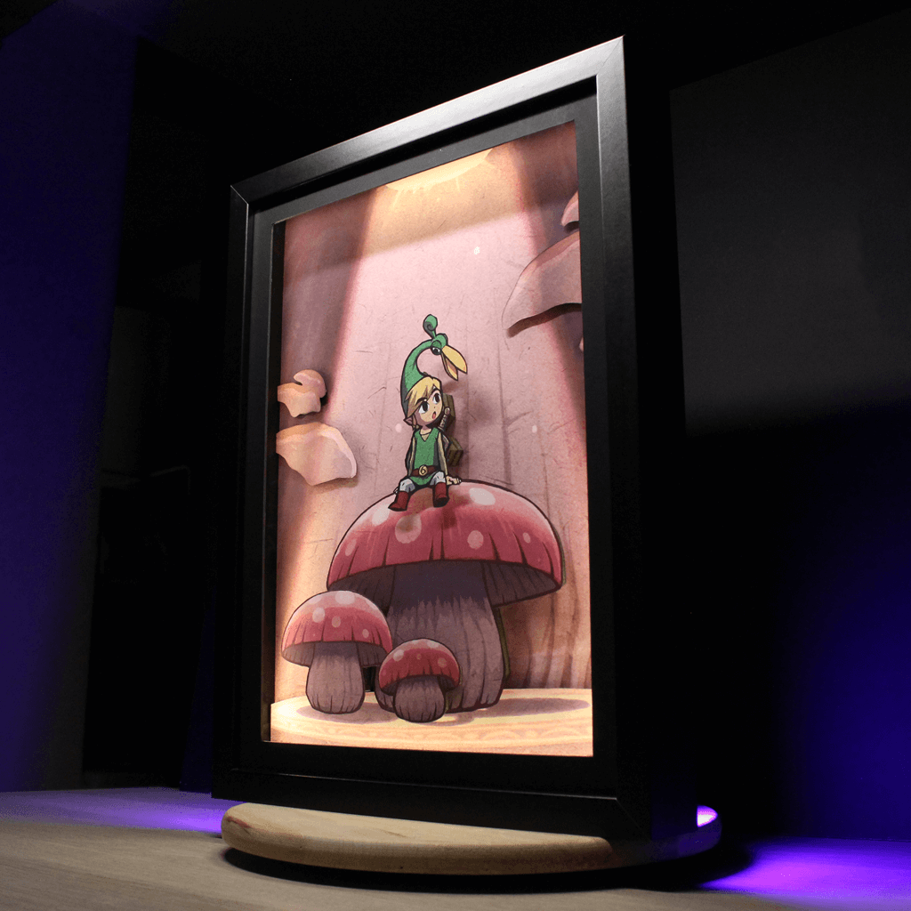 Dioramax - Cadre lumineux LED Zelda Minish Cap | Déco Gaming-room | Tableau lumineux | Affiche jeux vidéo | Idée cadeau gamer | Retro-gaming