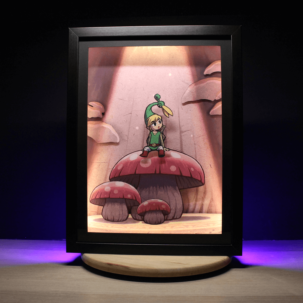 Dioramax - Cadre lumineux LED Zelda Minish Cap | Déco Gaming-room | Tableau lumineux | Affiche jeux vidéo | Idée cadeau gamer | Retro-gaming