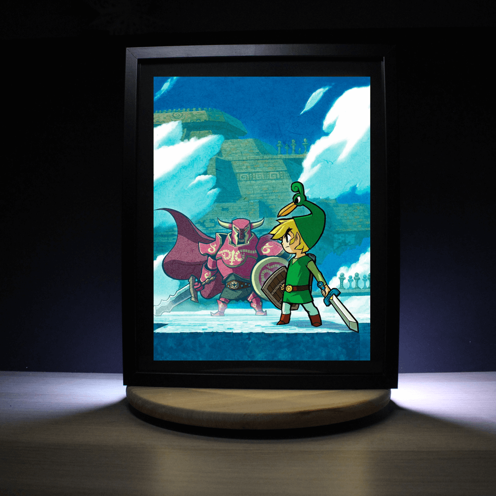 Dioramax - Cadre lumineux LED Zelda Minish Cap | Déco Gaming-room | Tableau lumineux | Affiche jeux vidéo | Idée cadeau gamer | Retro-gaming
