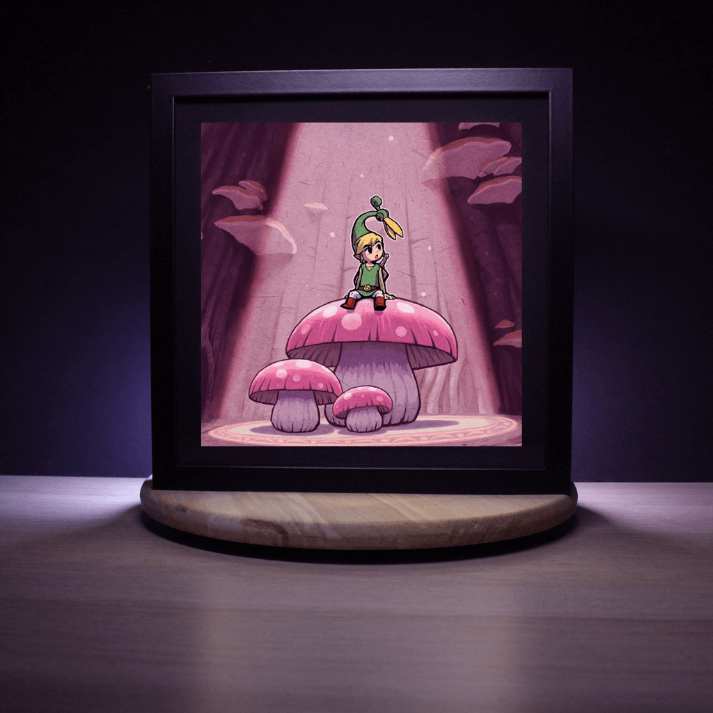 Dioramax - Cadre lumineux LED Zelda Minish Cap | Déco Gaming-room | Tableau lumineux | Affiche jeux vidéo | Idée cadeau gamer | Retro-gaming