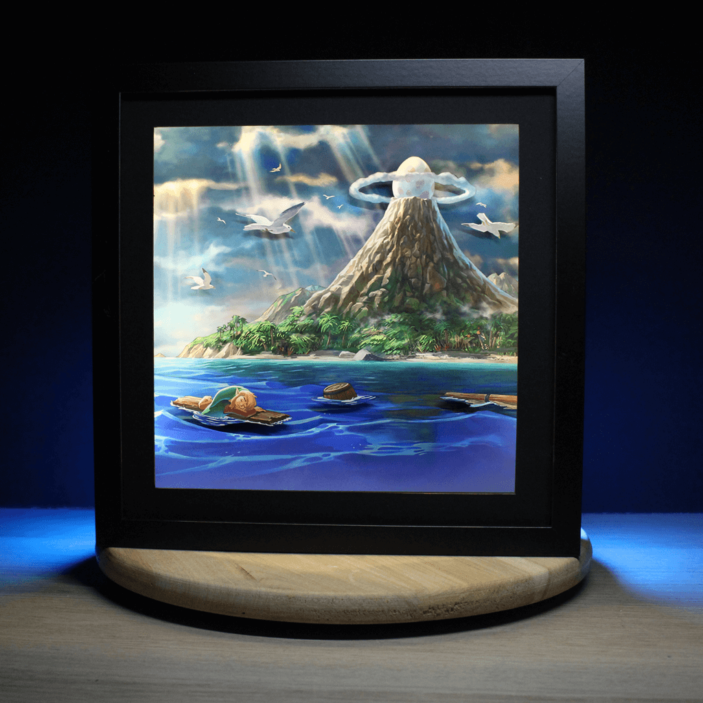 Dioramax - Cadre lumineux LED Zelda Link's awakening | Déco Gaming-room | Tableau lumineux | Affiche jeux vidéo | Idée cadeau gamer | Retro-gaming