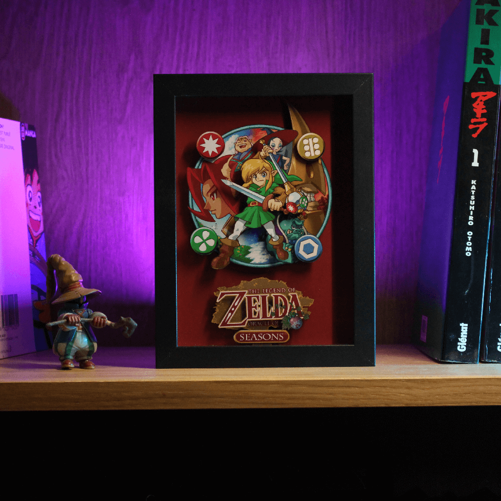 Dioramax - Cadre lumineux LED Zelda Seasons | Déco Gaming-room | Tableau lumineux | Affiche jeux vidéo | Idée cadeau gamer | Retro-gaming