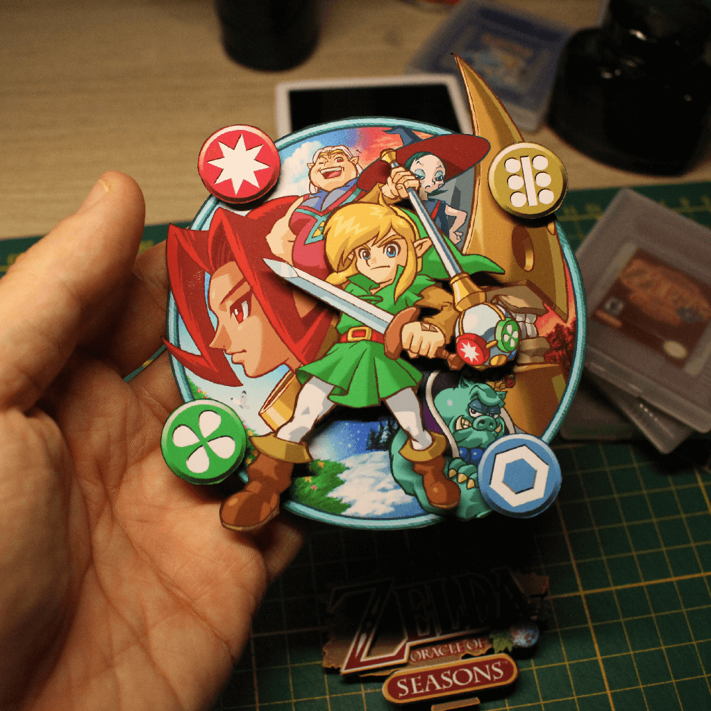Dioramax - Cadre lumineux LED Zelda Seasons | Déco Gaming-room | Tableau lumineux | Affiche jeux vidéo | Idée cadeau gamer | Retro-gaming