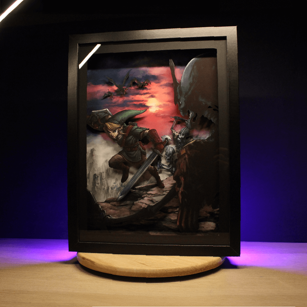 Dioramax - Cadre lumineux LED Zelda Twilight | Déco Gaming-room | Tableau lumineux | Affiche jeux vidéo | Idée cadeau gamer | Retro-gaming