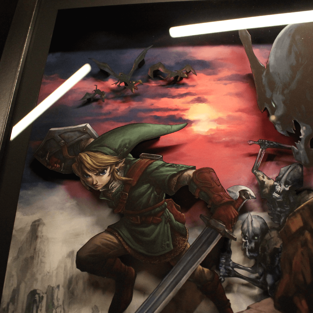 Dioramax - Cadre lumineux LED Zelda Twilight | Déco Gaming-room | Tableau lumineux | Affiche jeux vidéo | Idée cadeau gamer | Retro-gaming