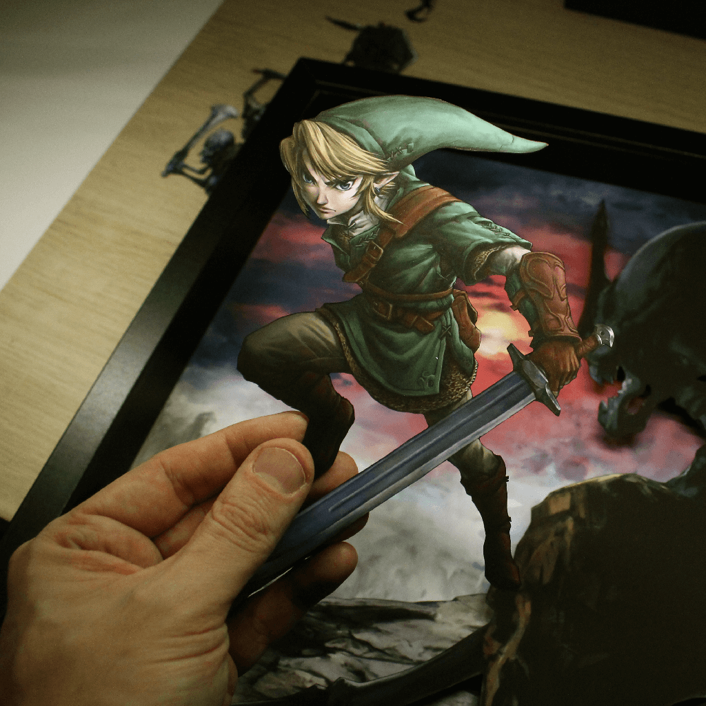 Dioramax - Cadre lumineux LED Zelda Twilight | Déco Gaming-room | Tableau lumineux | Affiche jeux vidéo | Idée cadeau gamer | Retro-gaming