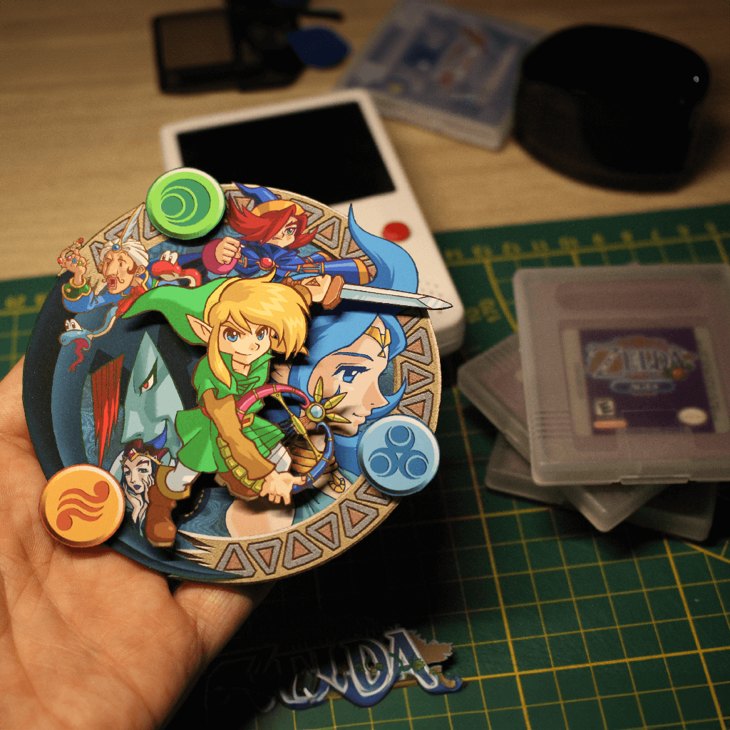 Dioramax - Cadre lumineux LED Zelda Ages | Déco Gaming-room | Tableau lumineux | Affiche jeux vidéo | Idée cadeau gamer | Retro-gaming