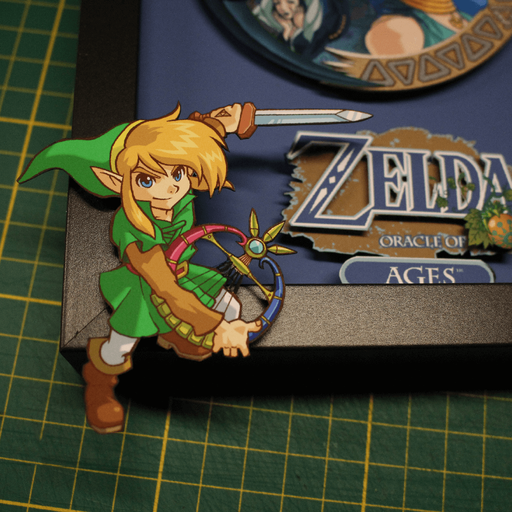 Dioramax - Cadre lumineux LED Zelda Ages | Déco Gaming-room | Tableau lumineux | Affiche jeux vidéo | Idée cadeau gamer | Retro-gaming