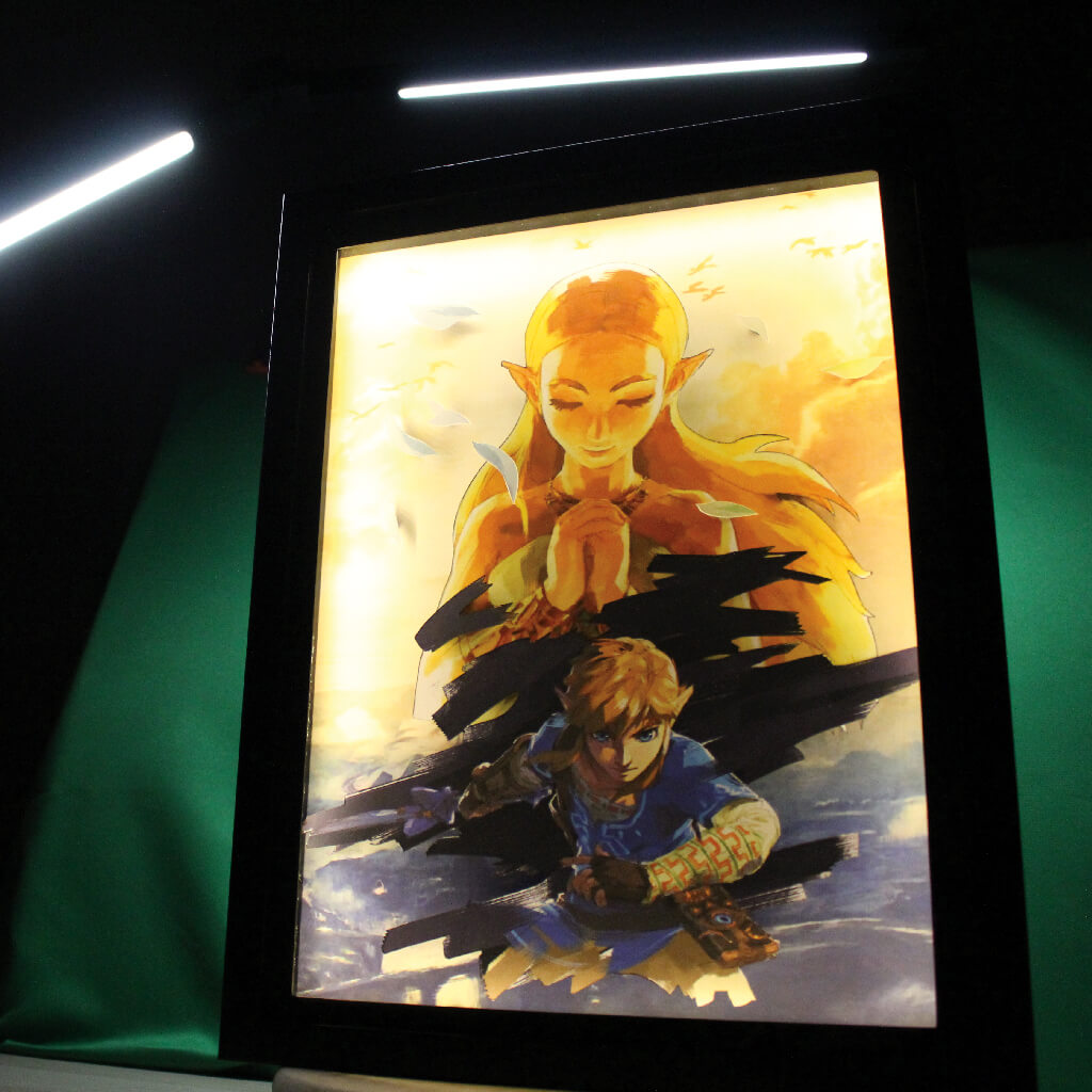 Dioramax - Cadre lumineux LED Zelda BOTW | Déco Gaming-room | Tableau lumineux | Affiche jeux vidéo | Idée cadeau gamer | Retro-gaming