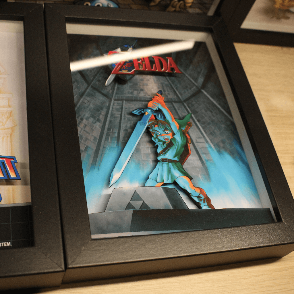 Dioramax - Cadre lumineux LED Zelda Ocarina | Déco Gaming-room | Tableau lumineux | Affiche jeux vidéo | Idée cadeau gamer | Retro-gaming