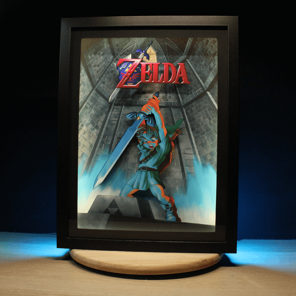 Dioramax - Cadre lumineux LED Zelda Ocarina | Déco Gaming-room | Tableau lumineux | Affiche jeux vidéo | Idée cadeau gamer | Retro-gaming