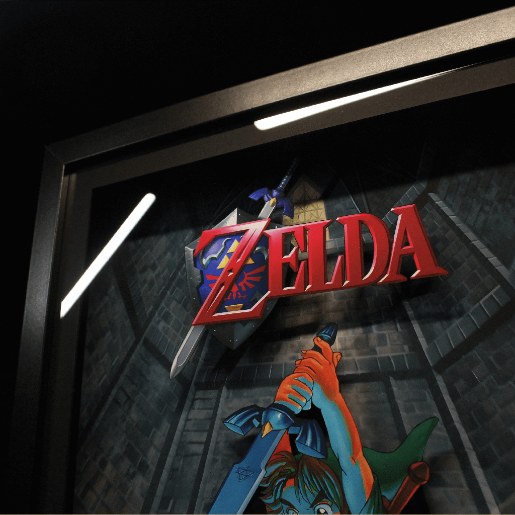 Dioramax - Cadre lumineux LED Zelda Ocarina | Déco Gaming-room | Tableau lumineux | Affiche jeux vidéo | Idée cadeau gamer | Retro-gaming