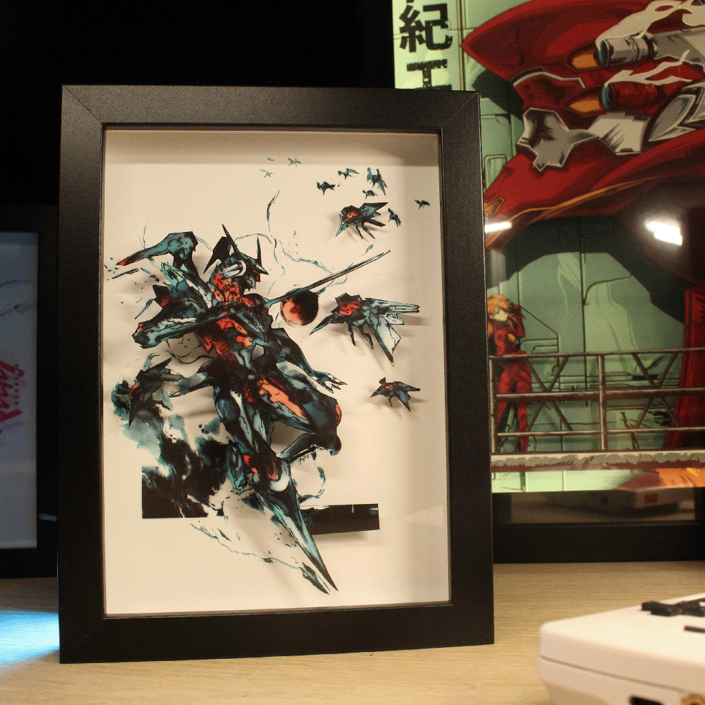Dioramax - Cadre lumineux LED Z.O.E | Déco Gaming-room | Tableau Final Fantasy VII | Affiche jeux vidéo | Idée cadeau gamer | Retro-gaming