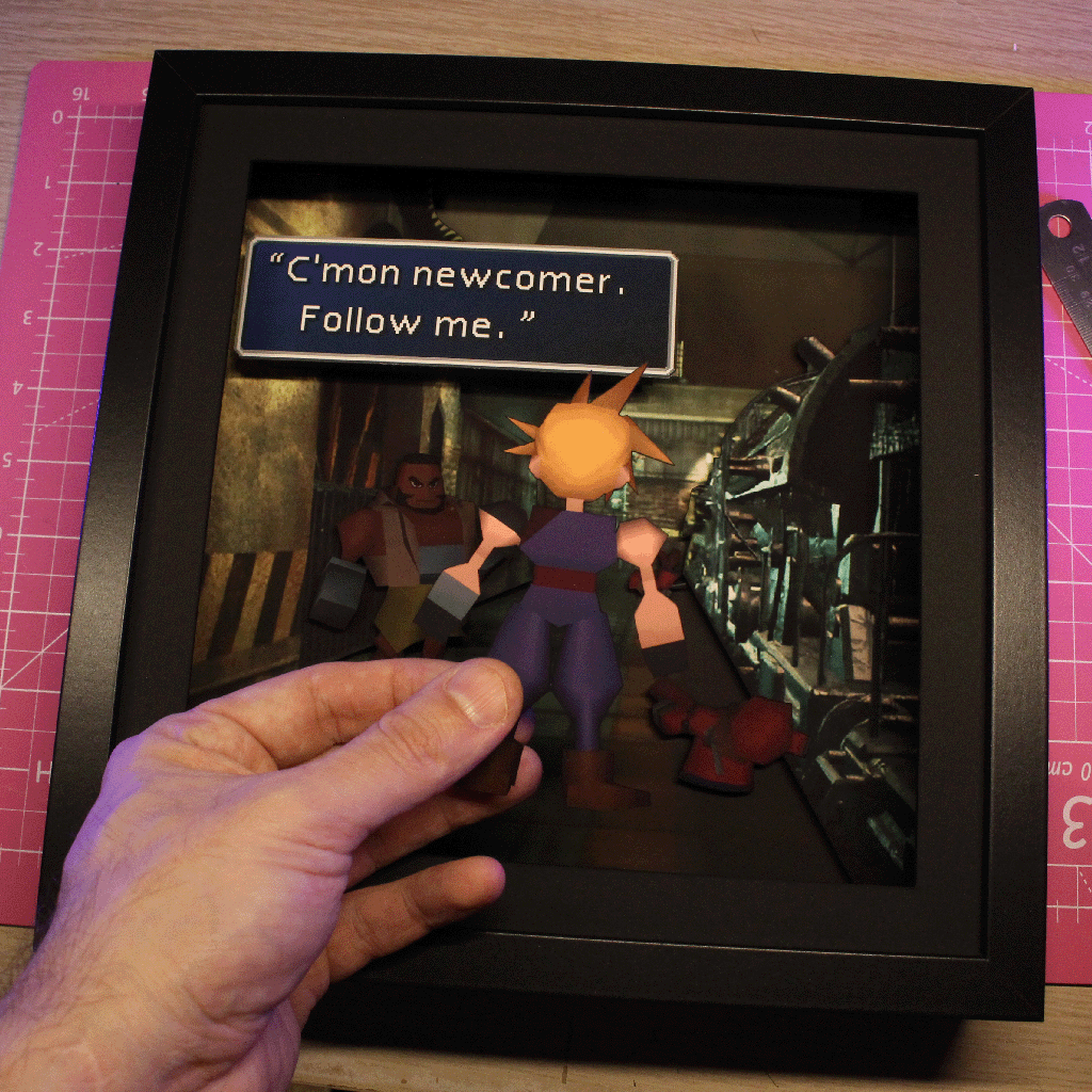 Dioramax - Cadre lumineux LED ff7| Déco Gaming-room | Tableau lumineux | Affiche jeux vidéo | Idée cadeau gamer | Retro-gaming