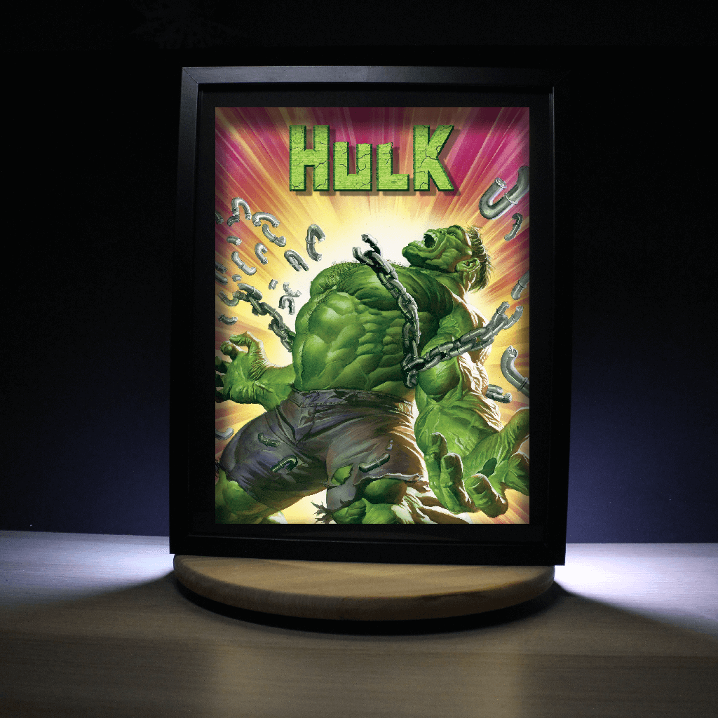 Dioramax - Cadre lumineux LED Hulk | Déco Gaming-room | Tableau lumineux | Affiche jeux vidéo | Idée cadeau gamer | Retro-gaming