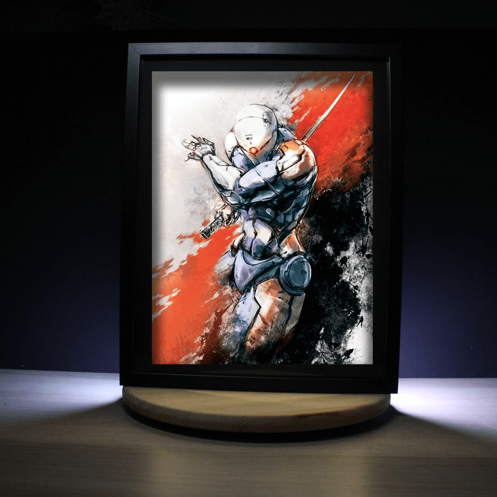 Dioramax - Cadre lumineux LED Metal gear grey fox | Déco Gaming-room | Tableau lumineux | Affiche jeux vidéo | Idée cadeau gamer | Retro-gaming