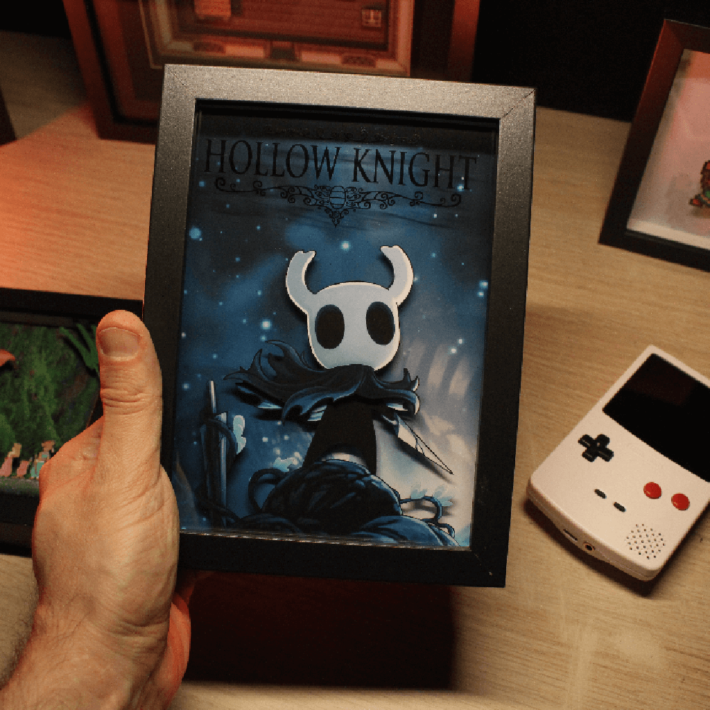 Dioramax - Cadre lumineux LED Hollow Knight | Déco Gaming-room | Tableau lumineux | Affiche jeux vidéo | Idée cadeau gamer | Retro-gaming