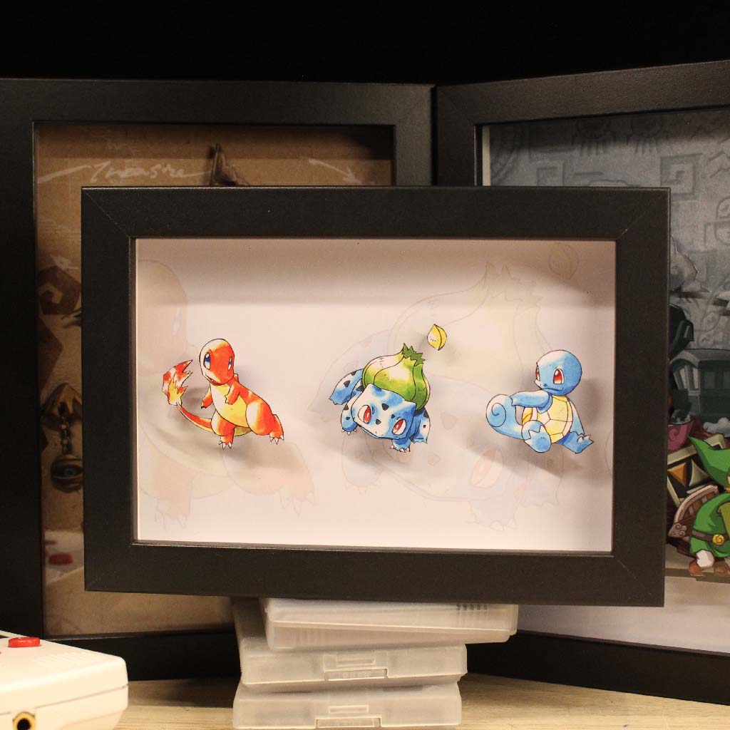 Dioramax - Cadre lumineux LED Pokemon | Déco Gaming-room | Tableau lumineux | Affiche jeux vidéo | Idée cadeau gamer | Retro-gaming