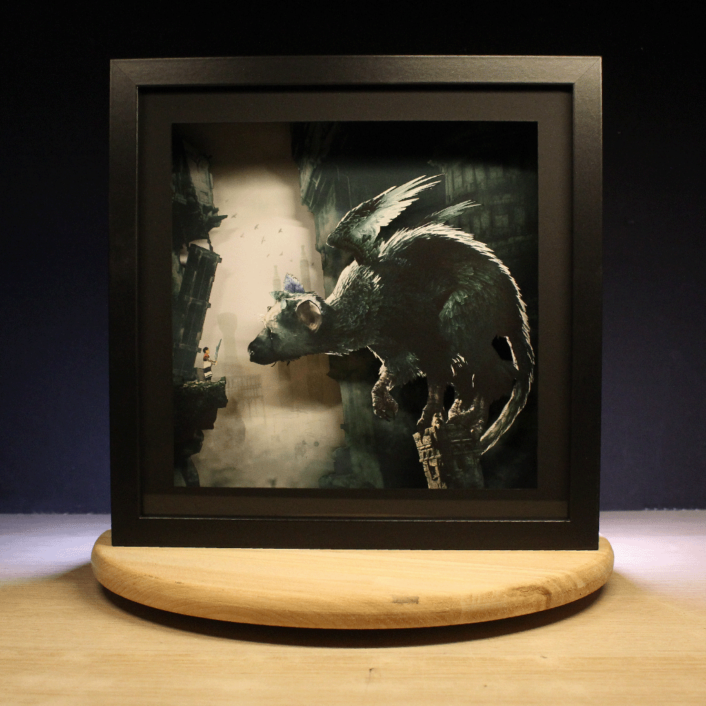 Dioramax - Cadre lumineux LED The last Guardian | Déco Gaming-room | Tableau lumineux | Affiche jeux vidéo | Idée cadeau gamer | Retro-gaming