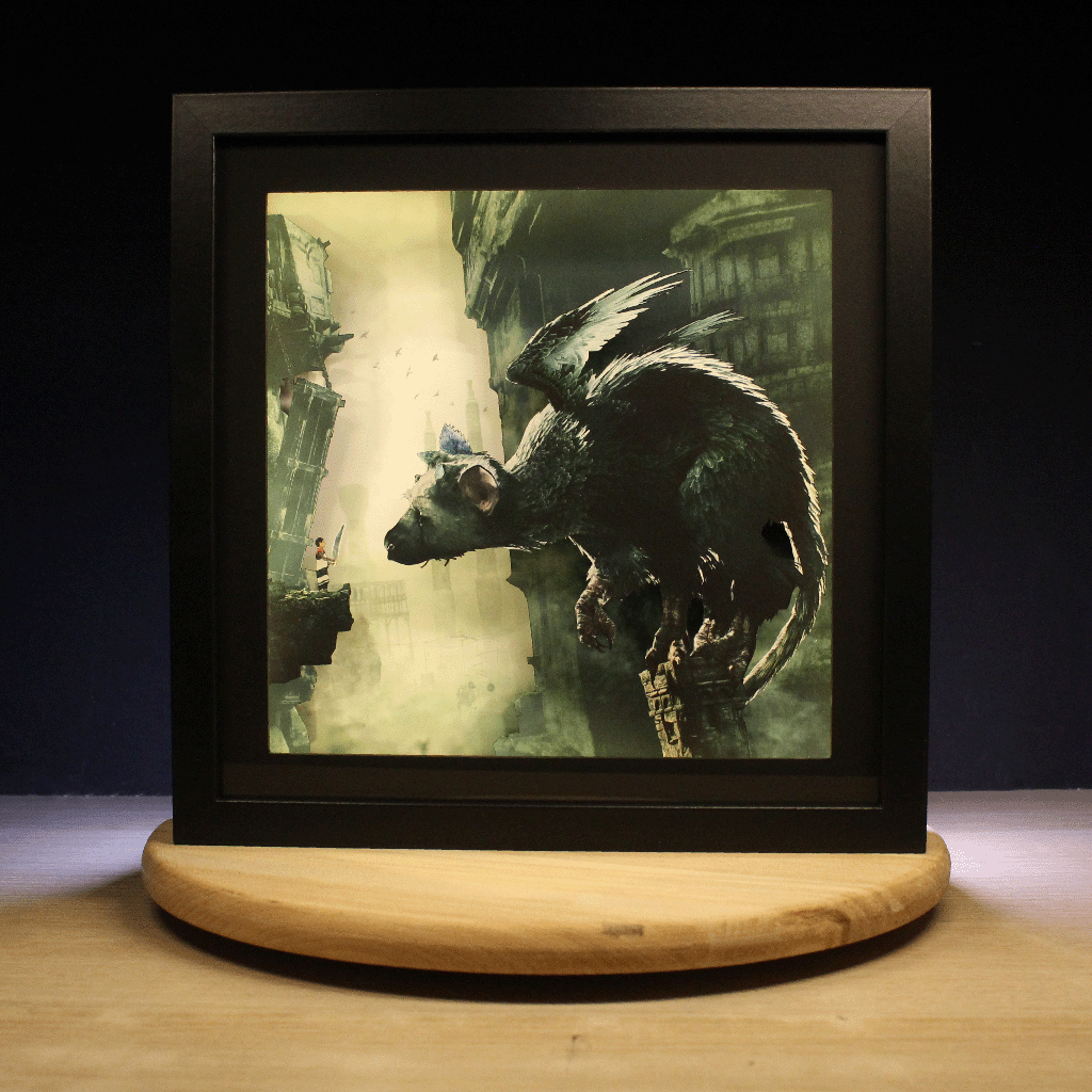 Dioramax - Cadre lumineux LED The last Guardian | Déco Gaming-room | Tableau lumineux | Affiche jeux vidéo | Idée cadeau gamer | Retro-gaming
